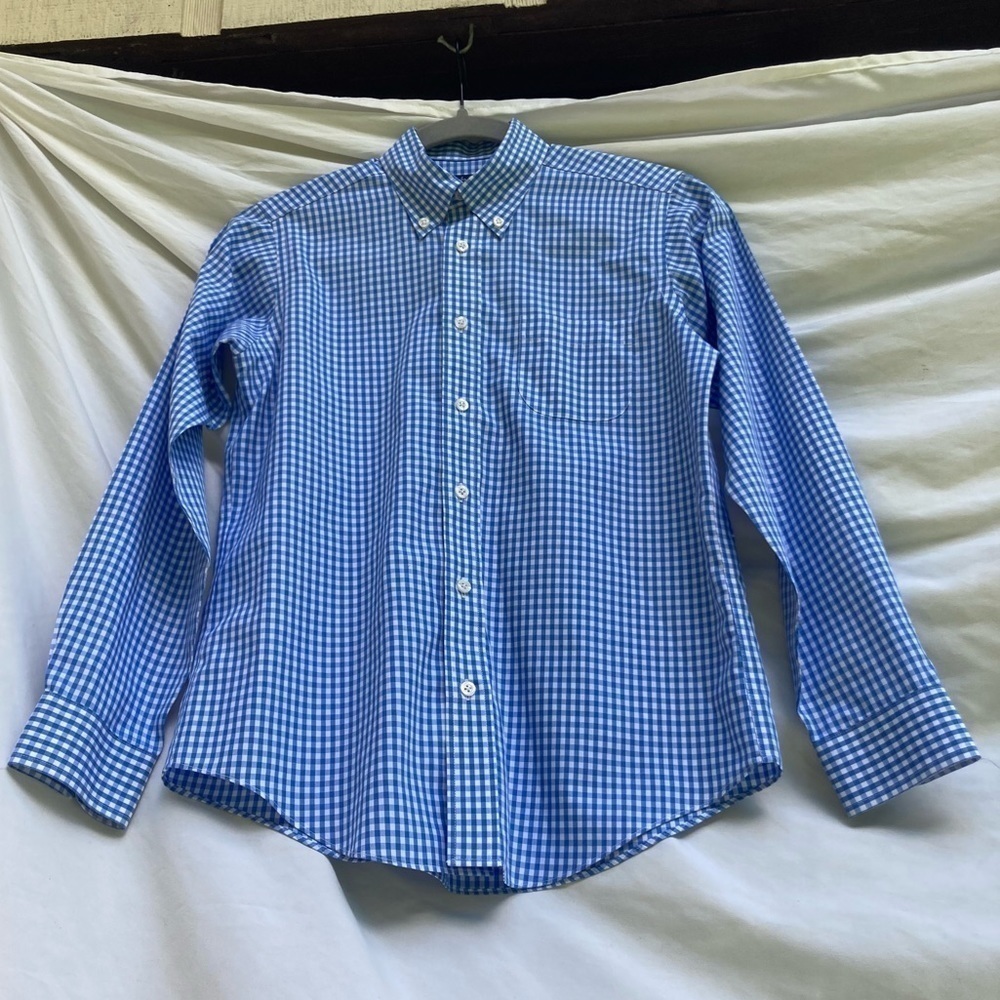 Brooks Brothers blue plaid button down shirt, size medium